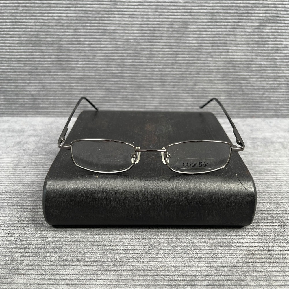 UC IT KUU3 SGN Gunmetal Gray Rectangular y2k Eyeglasses Frames 46-19-137